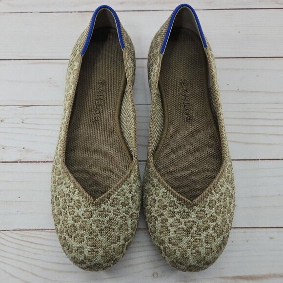 Rothys‎ The Flat Womens 6 Tan Brown Spotted Leopard Slip On Ballet Flats Shoes - Picture 3 of 9
